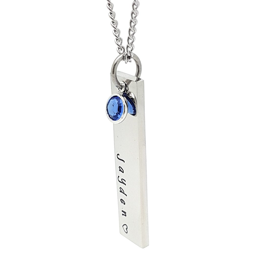 Vertical bar sale birthstone necklace