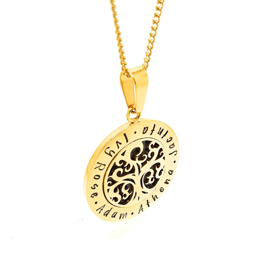 Family tree store pendant gold