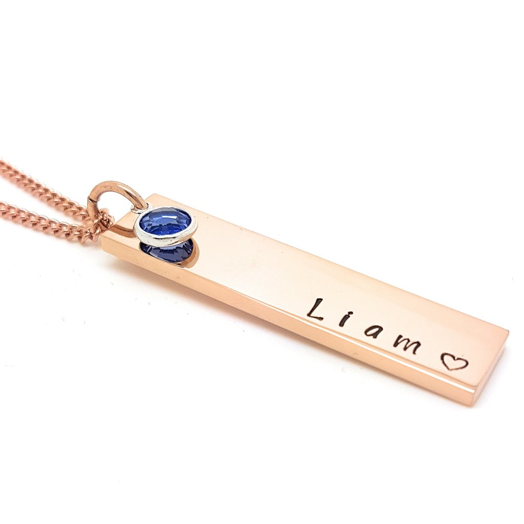 Vertical bar necklace on sale with birthstone