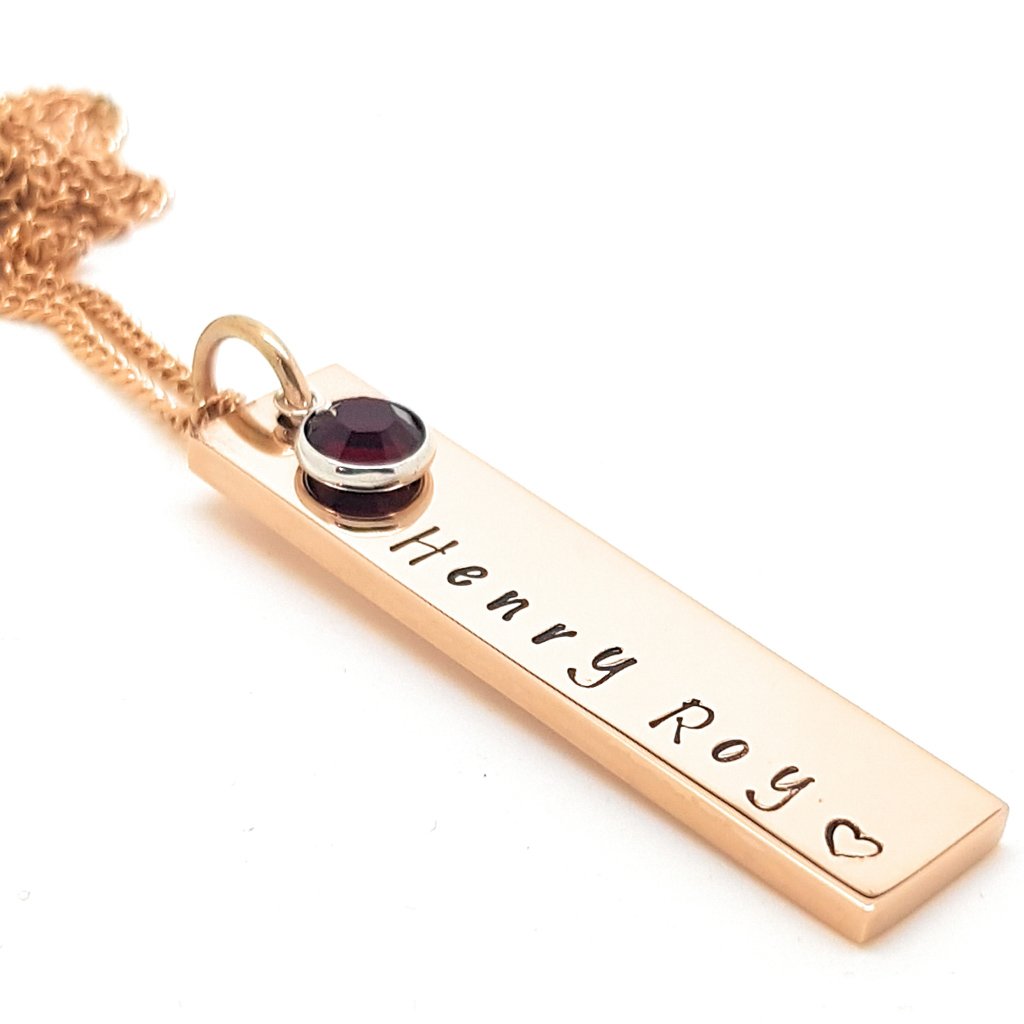 Rose gold bar name on sale necklace