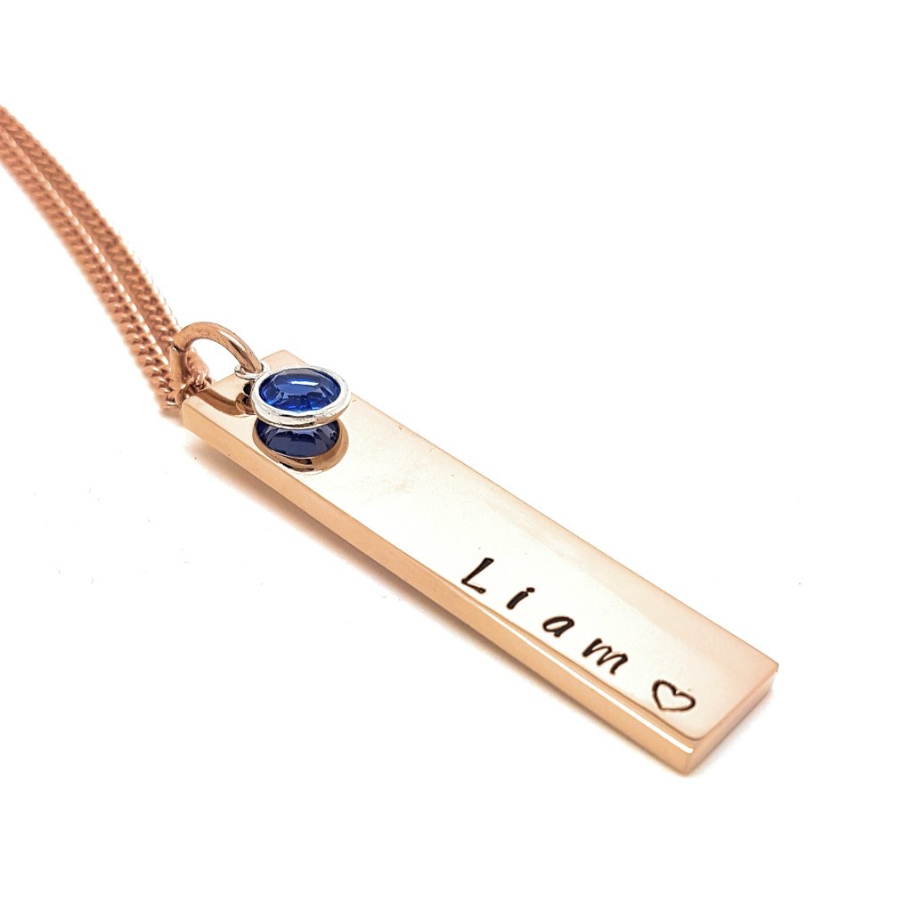 Name bar deals necklace with birthstone