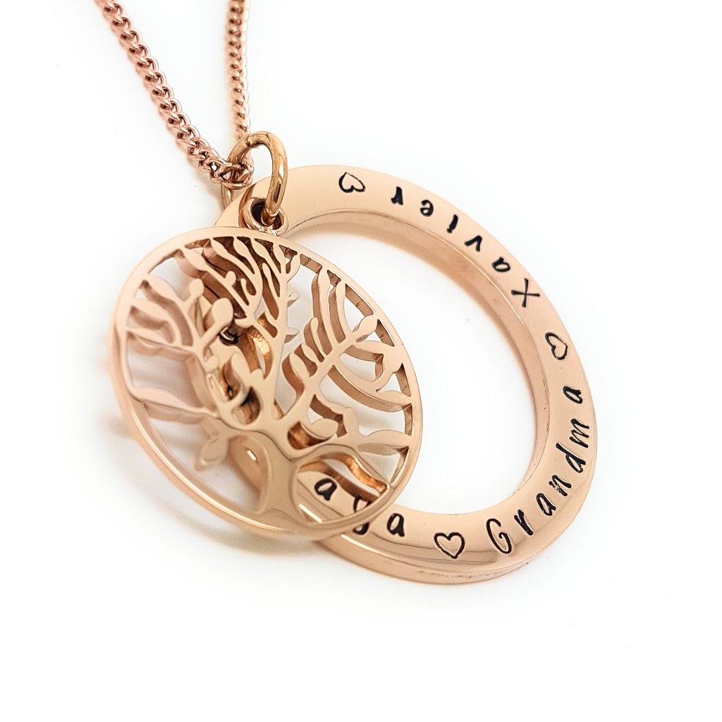 Rose gold deals family tree necklace