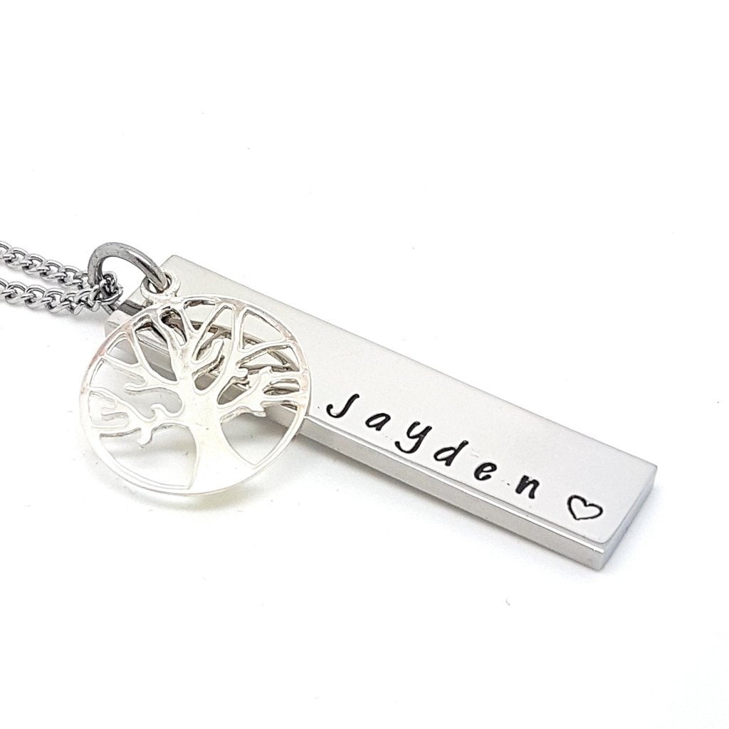 Personalized bar necklace deals silver